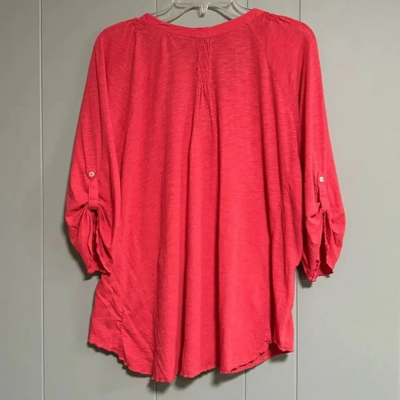 NINE WEST Vintage America Split V Button Front Embroidered Tab Sleeves Size XXL - Picture 2 of 6